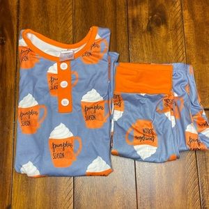 GIRLS pumpkin spice latte PAJAMAS